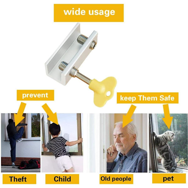 Window Locks, 4-pack Aluminum Sliding Window Locks, Adjustable, ZQKLA