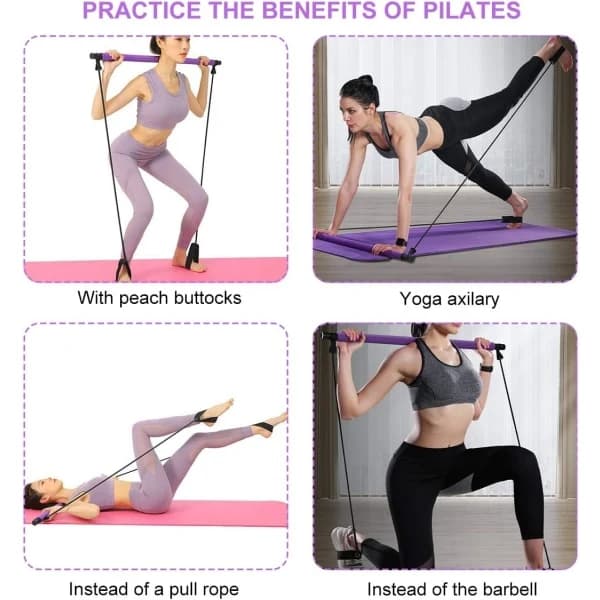 （pow yeah！）Justerbar Pilatesstång för Elastisk Styrketräning, Kroppsskulptering