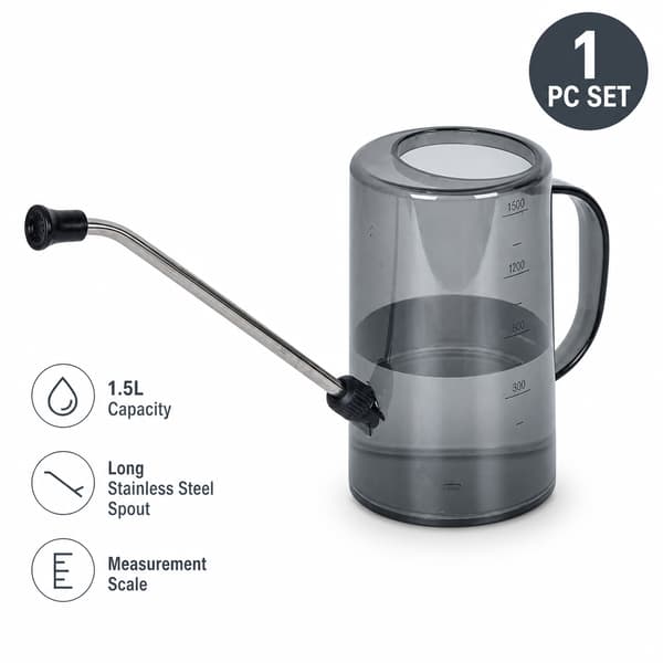 1,5L Vandkande med Lang Tud, Rustfri Stålstav til Sukkulenter og Bonsai Space Gray 1.5L