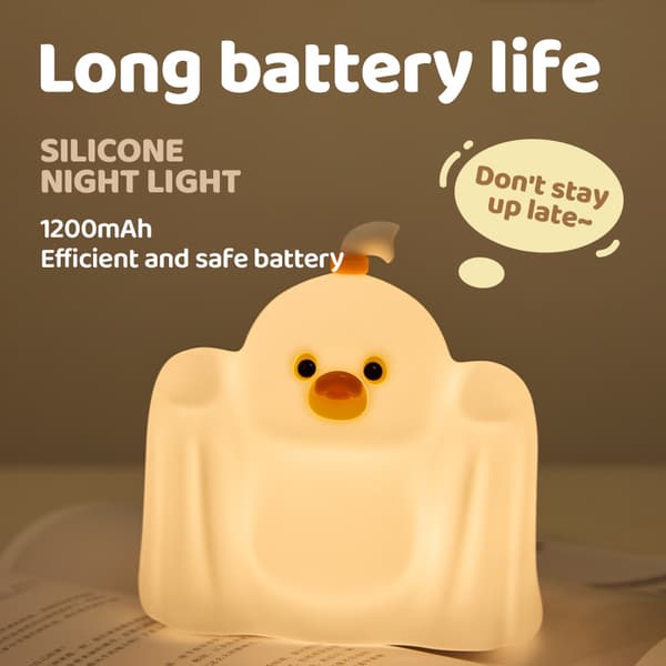 And natlampe til børn, dæmpbar LED silikone touch-lampe med 3 lysstyrkeniveauer, 30 min. timer, USB-C genopladelig, sød gave til børneværelset