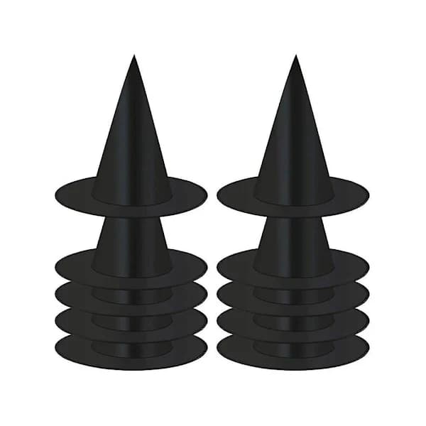 【PP】10-pak Heksehatte Halloween Sort Hekse Hængende Hat Sort Hat Heksehat Halloween Julefrokost