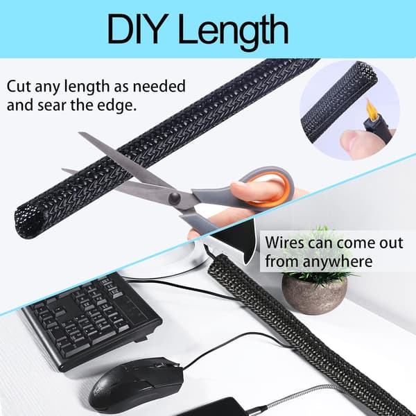 Cable Protector, 6M Pet Cable Protector, Adjustable Cable Management Braid