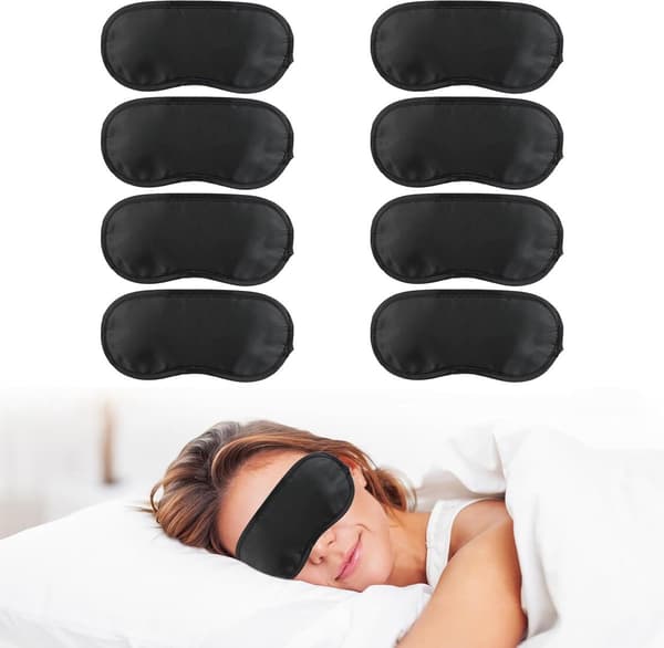 Sömnmask, 8-pack, mjukt elastiskt pannband ögonbindel för män och kvinnor, lättvikt