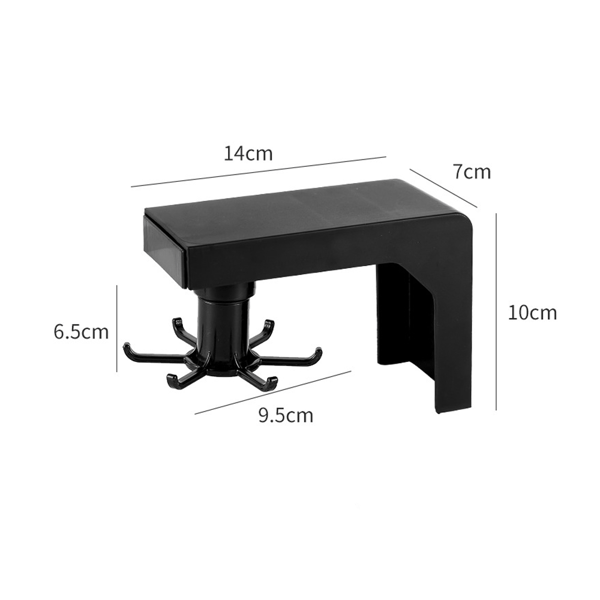 (Black) 2 Pcs Kitchen Utensil Holder with 6 Hooks, Self-Adhesive, ZQKLA