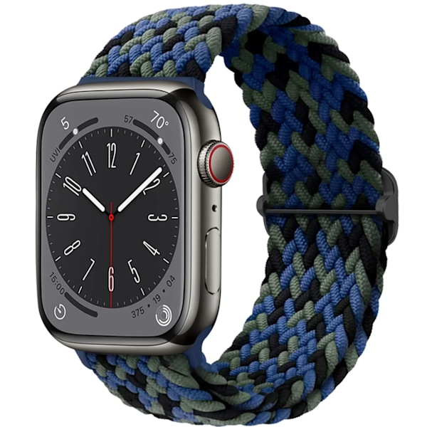 Flätad Solo Loop för Apple Watch Ultra band 40mm 44mm 41mm 38mm 49mm 45mm Elastiskt nylon iWatch series 9 8 7 3 se band Svart Blå Grön Black Blue Green 42mm 44mm 45mm 49mm