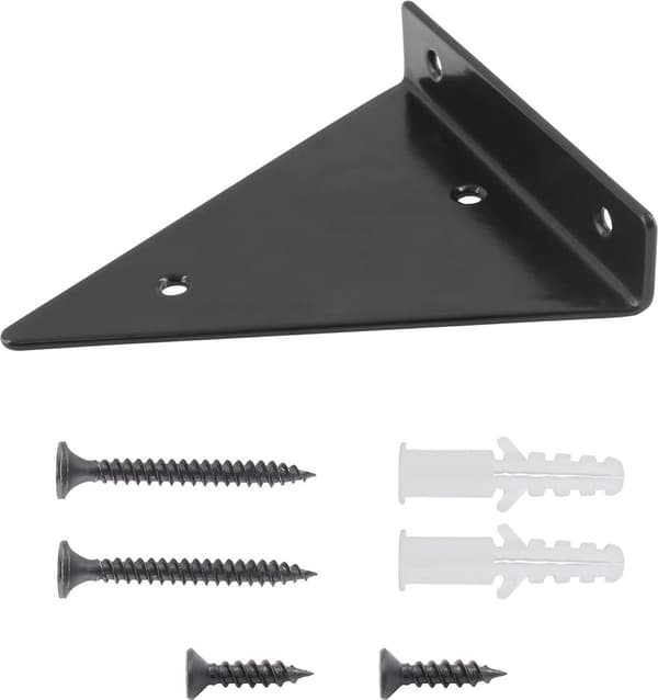 Triangulär hyllkonsol, väggmonterad, kraftig dold, svart, för 15-25 cm hyllor, 4x