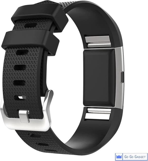 Urrem | passer til Fitbit Charge 2 | sportsarmbånd i silikone | aktivitetstracker | sort | stor
