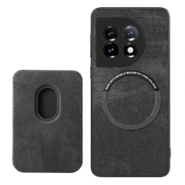(pow yeah!) Magnetisk Kortficka Telefonfodral för OnePlus 12 5G Svart