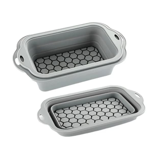Lille rektangulær brødform i silikone, non-stick letudløsende form til brød og farsbrød (grå) Gray [Small Size] Silicone cake mold