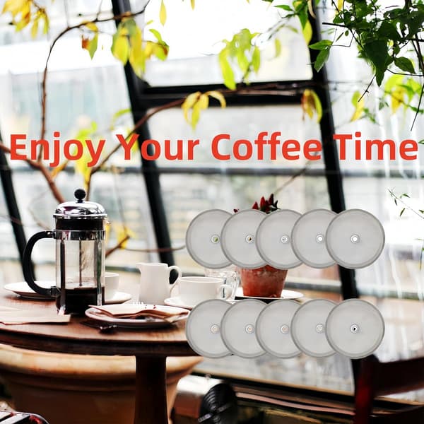 Erstatningskaffefilter i rustfritt stål til presskanne, gjenbrukbart, 4 tommer, 10 stk.