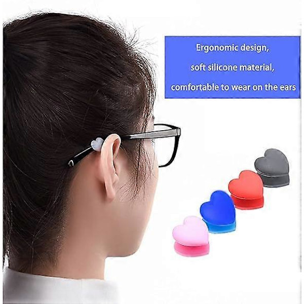 10 par brille-øreclips hjerteformet silikoneholder, bløde ørekroge
