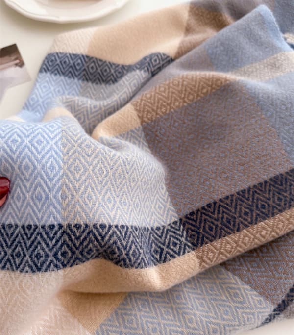 Vintertørklæde til kvinder Blødt Oversized Plaid Kvast Sjal Wrap til afslappet eller formel brug Blå Brun 208 x 70 cm Style 4