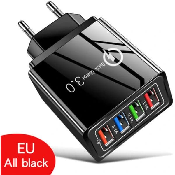 【PP】TS-USB-lader med flere uttak 15W 4 USB-porter Vegglader Strømadapter USB-ladestasjon Reiselader