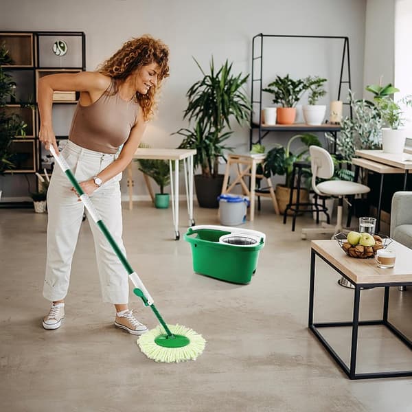Mopprefill - Erstatningshode kompatibelt med Libman Tornado, Spin Mop - Maskinvaskbart - Grønn og hvit
