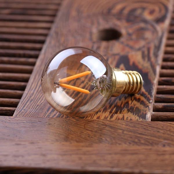 G40 LED Filament Mini Globe Light Source 1W Ultra Warm White 2200K Small Edison Screw E14 SES 12-24V Candelabra Bulbs Non-Dimmable, 6-pack