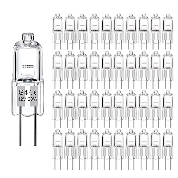 G4 Halogenpærer / Stiftpærer - Varmhvit - Halogen 20W (50-pack)