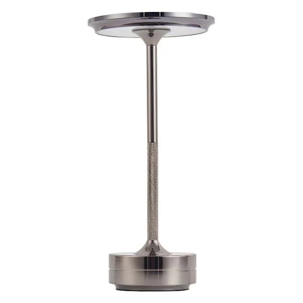 【PP】Trådløs bordlampe, dimbar, metall, USB-oppladbar - 1 stk-FA- sølv