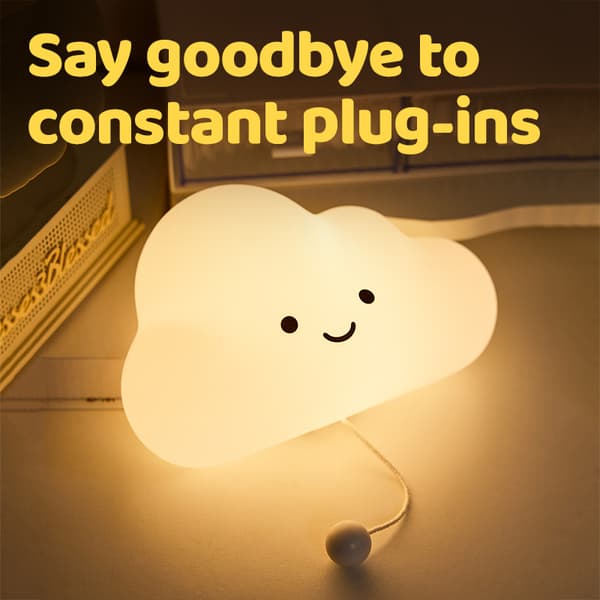 Skynatlampe til børn, dæmpbar LED-silikone-touchlampe med 30-minutters timer, USB-C genopladelig til børneværelset
