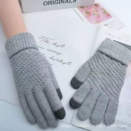 Touchscreen Vinterhandsker, Varme Strækstrikkede Handsker Med Tommel- Og Pegefinger Touchscreen, Til Mænd Og Kvinder grey