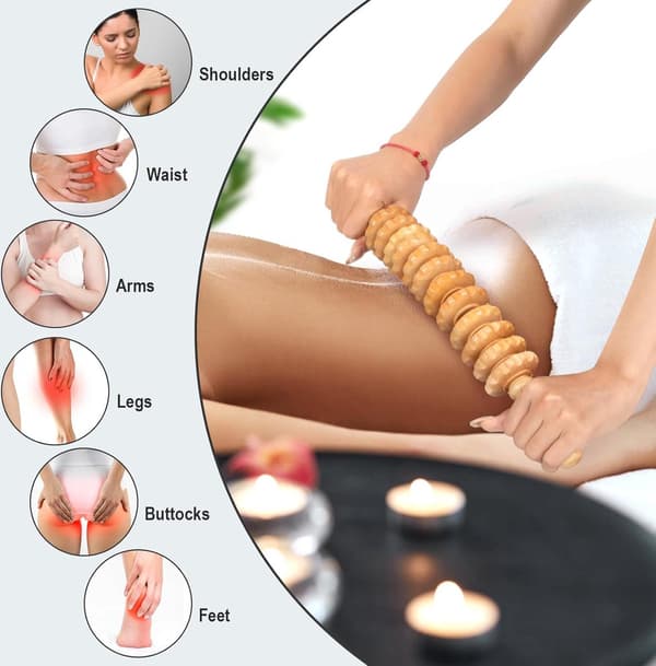 Træterapi massageværktøjer, 12 ruller, 42,7 cm pind, til reduktion af cellulite