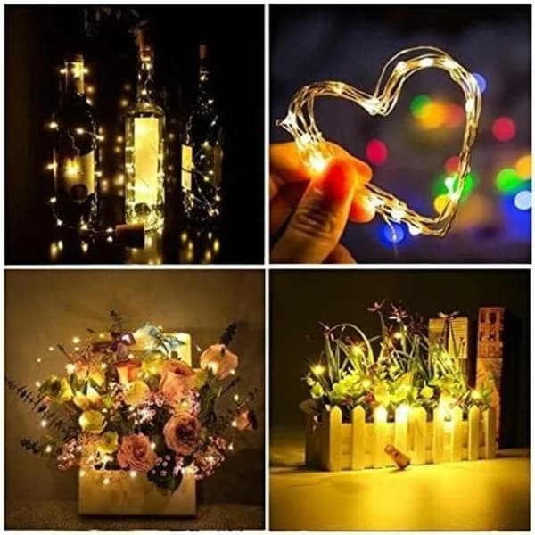 （pow yeah！）TS-Set med 6 LED Solcellsslingor Flaskpropp 1m 10 lysdioder Koppartråd Dekorativ Belysning för DIY Flaska/Bar/Uteservering/C