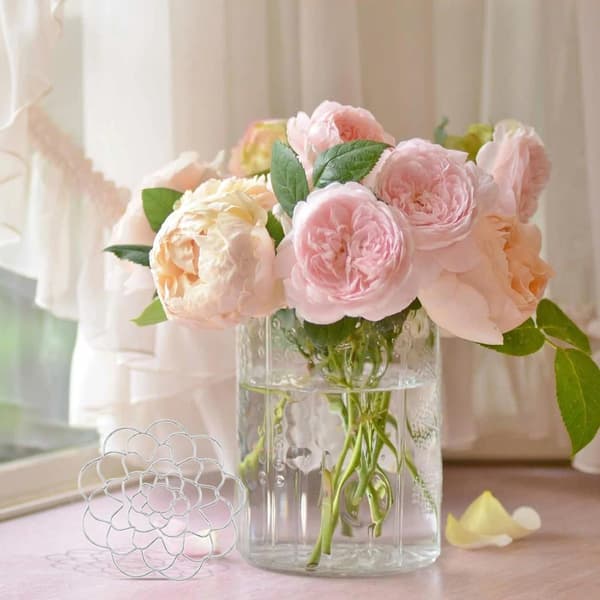 Blomsterarrangementholder Sett, Rustfritt Stål med 6 Pinner, Gjenbrukbart, Sølv