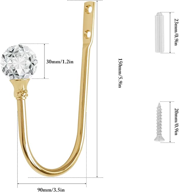 Discount Curtain Hook, 2 Pieces Wall Mounted Curtain Tiebacks with ,ZQKLA