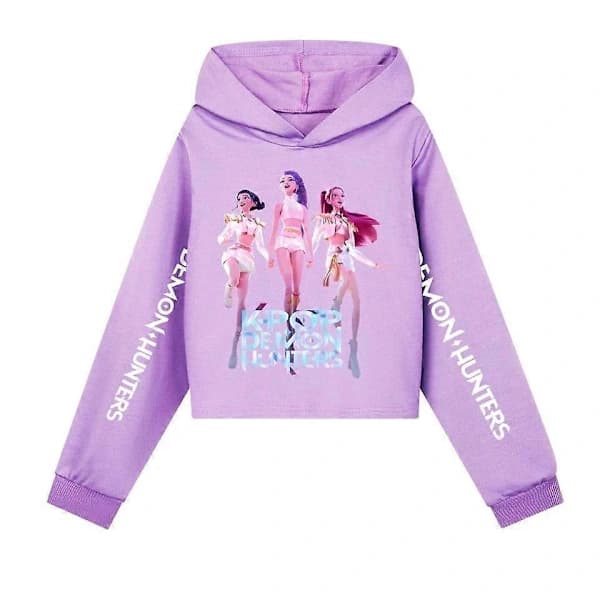 Jenter KPOP Demon Hunters Hettegenser Barn Genser Genser Pullover Lilla 120cm Purple 120cm