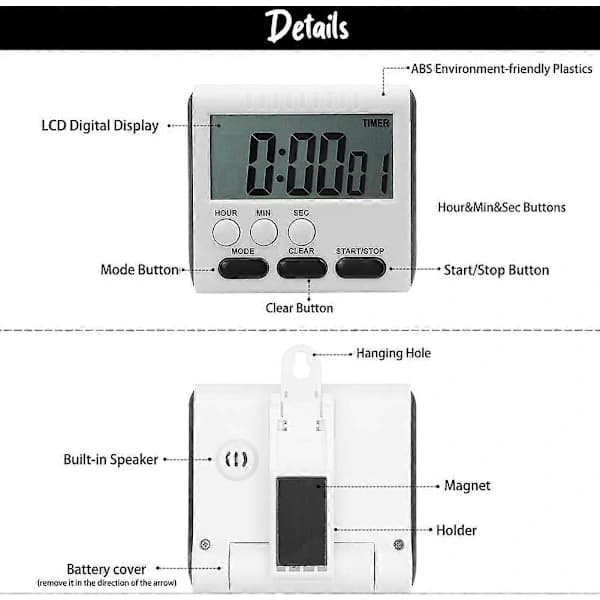 【PP】24-timmars Kökstimer, 4 st Digital Magnetisk Timer med Alarm, 4-färgs Ugnstimer med Ställ för Matlagning Dusch