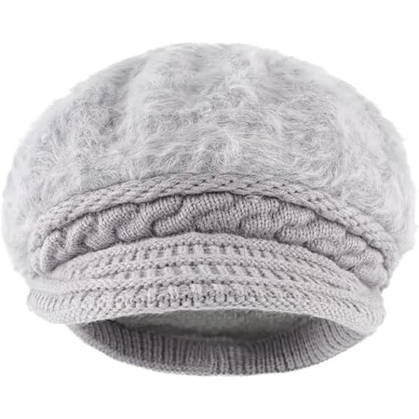 (pow yeah!) Baker Boy Hat til Kvinder, Varm Vinterhue med Skygge, Dame Uld Flat Cap