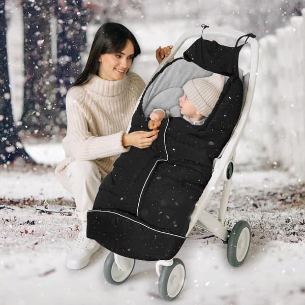 Termisk Klapvogn Sovepose, Vandtæt Vindtæt, Vaskbar, til 0-36 Måneder Baby, Sort