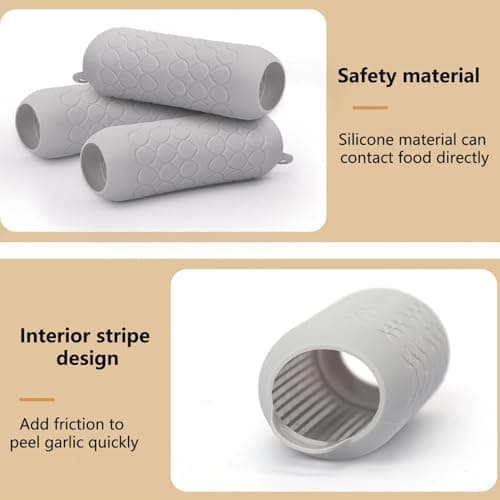 3-pack silikonvitlöksskalare, luktfri enkel rullverktyg för matlagning (grå) Silicone garlic peeler [bagged]