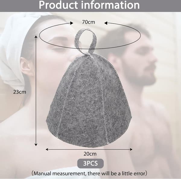 Filtsauna hat, grå, 3-delt sæt, unisex