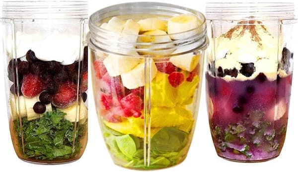 Mixerkoppar Ersättning Passar NutriBullet 600W 900W, 18 oz Kopp med Lock, 2-pack