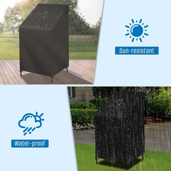 2 puutarhatuolin suojapeitettä - 75*75*120cm, 210D Oxford, vedenpitävä - pölytiivis, sateenkestävä, auringonkestävä - musta