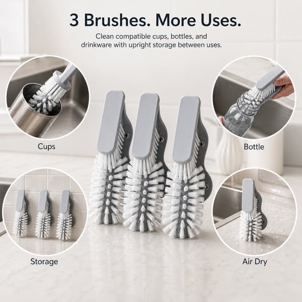 Sugkoppsflaskborstset, 3-pack för koppar, tumlare och dryckeskärl Cup brush