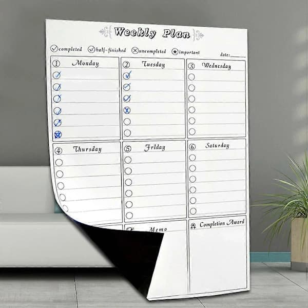 (pow yeah!) Magnetisk whiteboard Magnetisk ukeplanlegger Ukeplanlegger Kjøleskapsmagnet Magnetisk kjøleskapsplanlegger Ukeplanlegger Kjøleskap