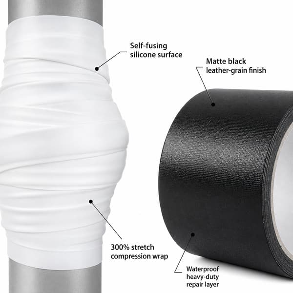 Sæt med 2 Home Fix Sæt Vandrørstætningstape & 5cmx10m Læderlapperulle White 1mm thick * 2.5cm * 3m