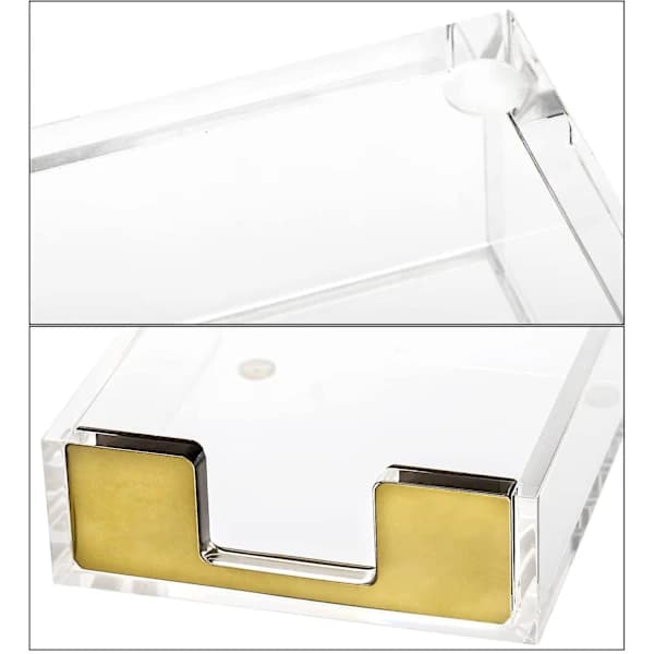(pow yeah!) 2-pak Akryl Notesblokholder, Moderne Klar Notesblokholder Dispenser Memoholder Stativ Skrivebord