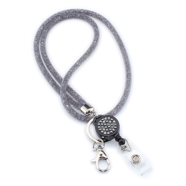 Infällbar telefonrem Badge Hållare Lanyard Nyckelring Grey