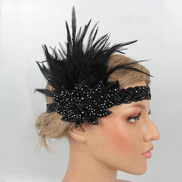 (Pow yeah!) Retro 20'er Flapper Roaring Fjerhårbånd Elastiske Håraccessories
