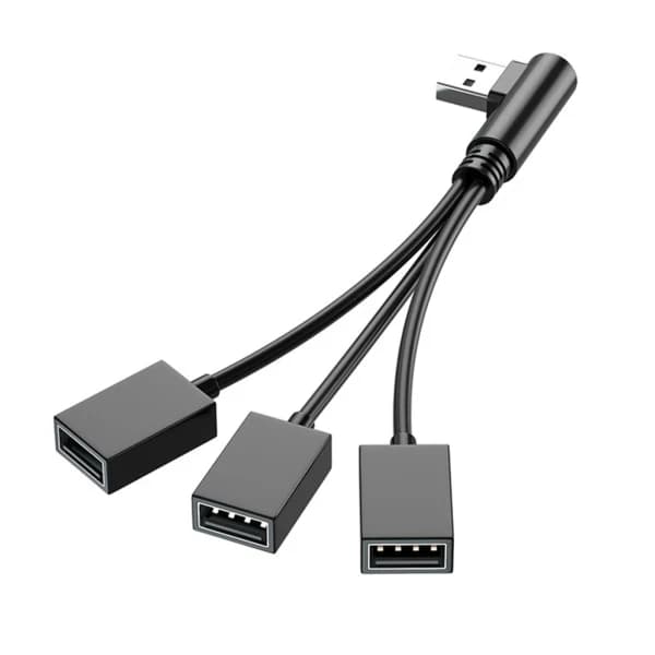 （pow yeah！）USB-splitterhub for mobil strøm, bil, datamaskin USB hann til hunn ladekabel Datakabel forlengelsesadapter null - Venstre bøy