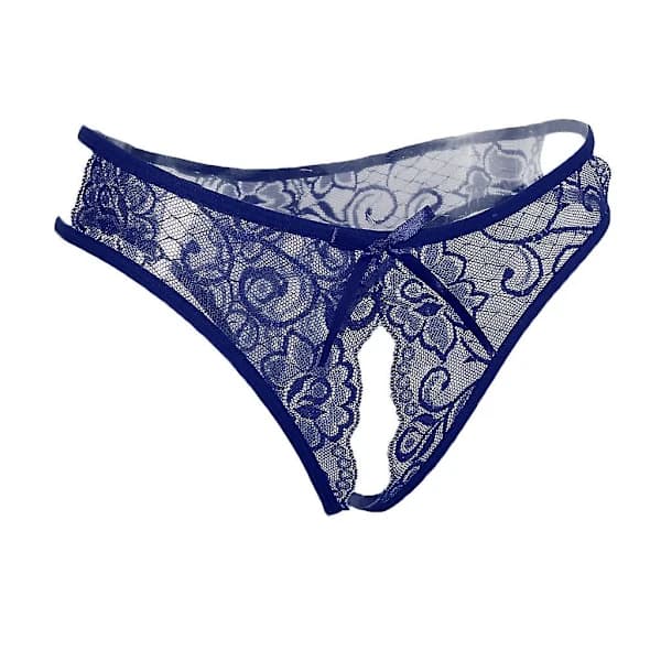 (pow yeah!) 4x Sexy Dame Truser med Blomsterblonder Stringtruser Åpen Skritt Undertøy Blå