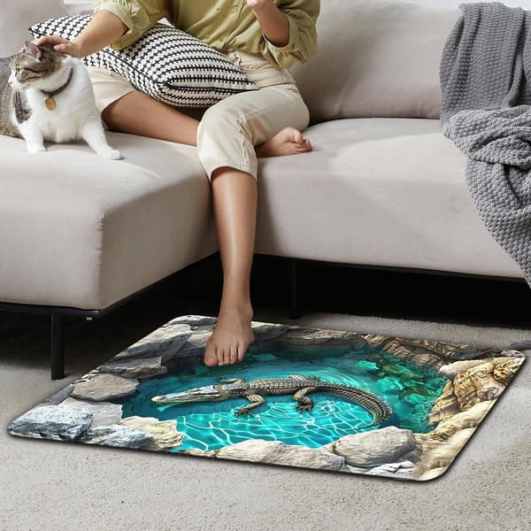 3D Optisk Illusjonsteppe, Polyester, Sklisikkert og Vaskbart, For Stue, Soverom, Gang, Innendørs og Utendørs, 50 x 80 cm