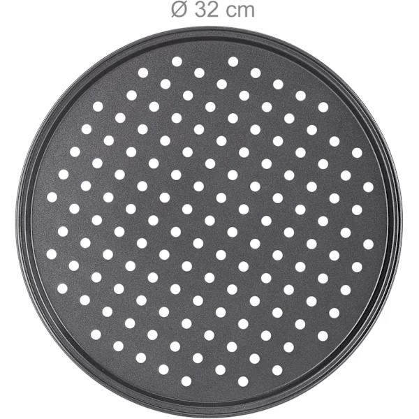 (pow yeah!) Sett med 2 pizzabrett, runde perforerte non-stick