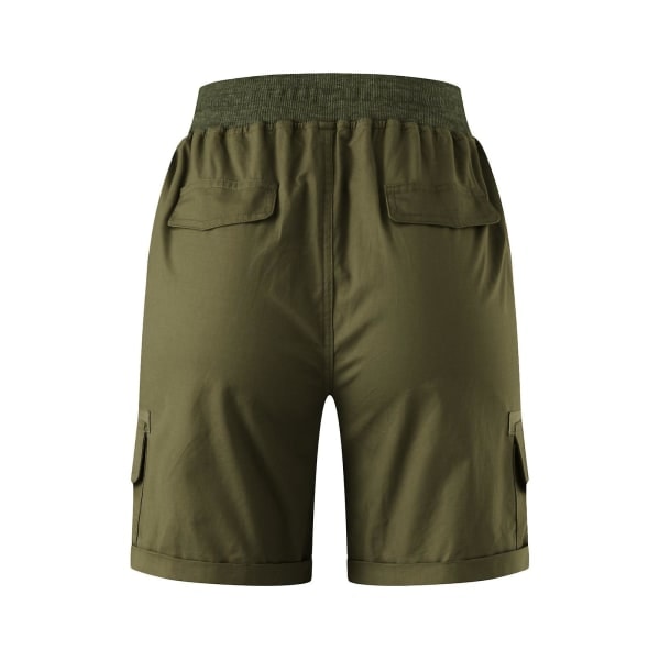 Dam Cargo Shorts Sommar Lös Vandring Bermuda Shorts Med Fickor Dam Shorts Casual Mid Lår White S