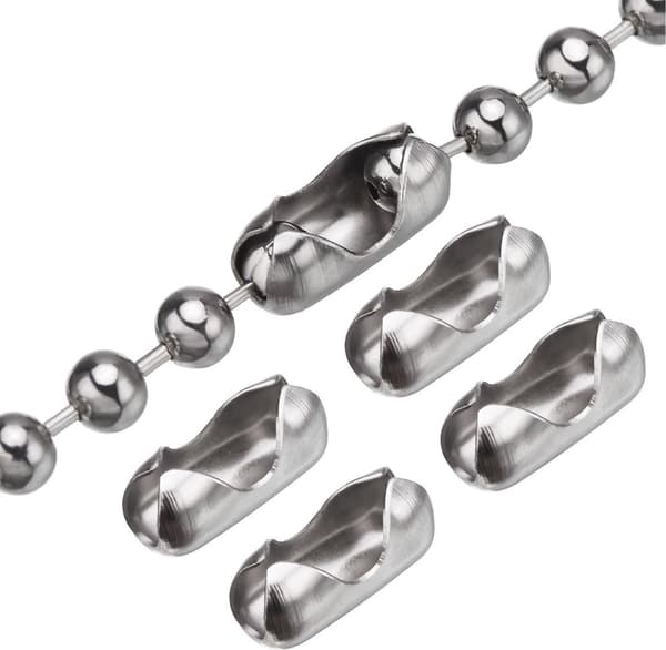 Perlekjede, metallforlengelse for rullegardiner, sølv, 4,5 mm, 150 cm
