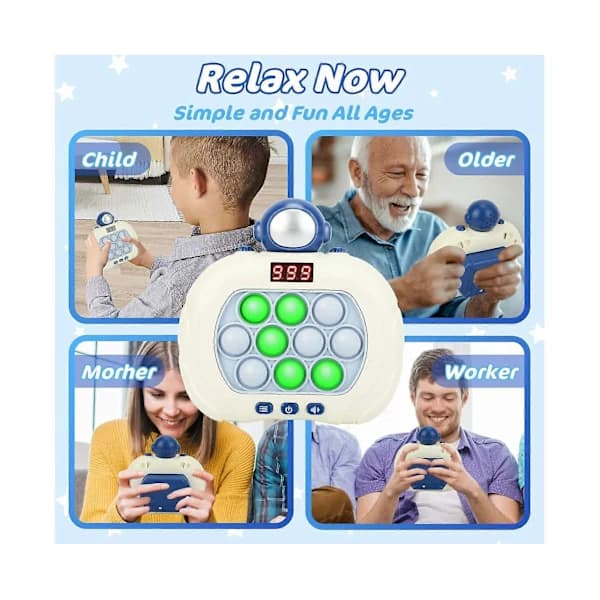 (Pow Yeah!) Quick Push Pop-spel Snabb Push Bubble-spelkonsol Pop-spel Fidget Leksaker Lysande Pop-spel för Barn, Födelsedagspresent