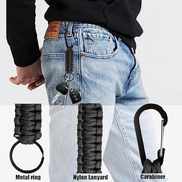 Paracord nyckelringar med karbinhake, 5-pack, unisex för utomhusaktiviteter