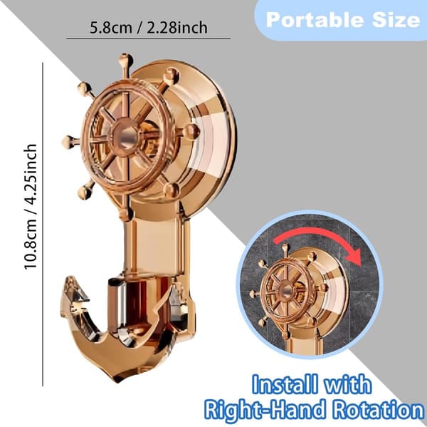 Sugekoppkroker, pakke med 2, båtankerform, rav, for glass og baderom